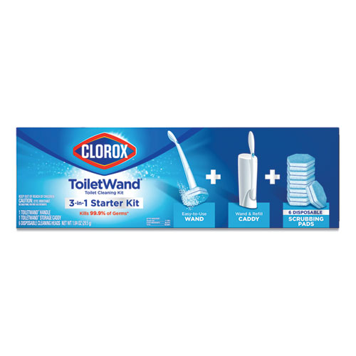 Image of ToiletWand Disposable Toilet Cleaning System: Handle, Caddy and Refills, White, 6/Carton