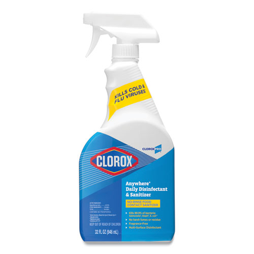Clorox® Anywhere Hard Surface Sanitizing Spray, 32 oz Spray Bottle, 12/Carton