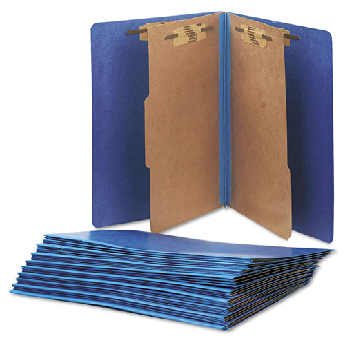 7530015567914 SKILCRAFT Pressboard Top Tab Classification Folder, 2 Dividers, Letter Size, Dark Blue, 10/Box
