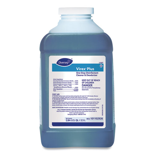 Diversey™ Virex Plus One-Step Disinfectant Cleaner and Deodorant, 1.5 L Closed-Loop Plastic Bottle, 2/Carton