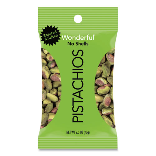 Wonderful Pistachios, Dry Roasted and Salted, 2.5 oz, 8/Box