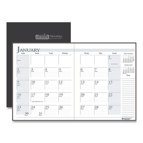 Image of House Of Doolittle™ Recycled Ruled 14-Month Planner With Leatherette Cover, 11 X 8.5, Black Cover, 14-Month (Dec To Jan): 2023 To 2025
