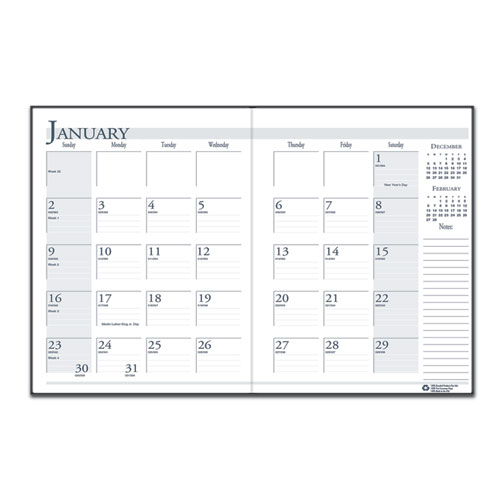 Image of House Of Doolittle™ Recycled Ruled 14-Month Planner With Leatherette Cover, 10 X 7, Black Cover, 14-Month (Dec To Jan): 2023 To 2025