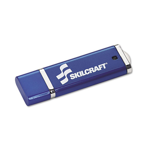 7045015584994, SKILCRAFT USB Flash Drive with 256-Bit AES Encryption, 16 GB, Blue