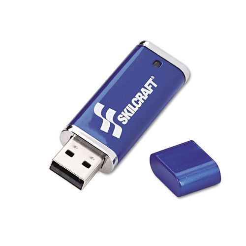 7045015584994, SKILCRAFT USB Flash Drive with 256-Bit AES Encryption, 16 GB, Blue