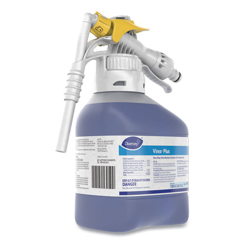 Image of Diversey™ Virex Plus One-Step Disinfectant Cleaner And Deodorant, 1.5 L Closed-Loop Plastic Bottle, 2/Carton