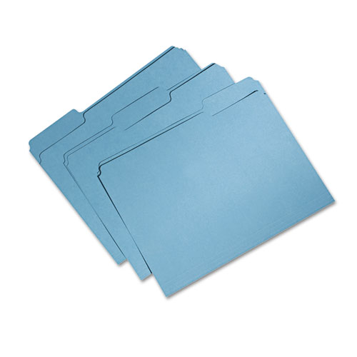 7530015664131 SKILCRAFT Recycled File Folders, 1/3-Cut 1-Ply Tabs: Assorted, Letter Size, 0.75" Expansion, Blue, 100/Box