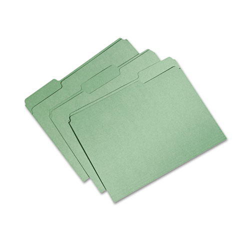 7530015664132 SKILCRAFT Recycled File Folders, 1/3-Cut 1-Ply Tabs: Assorted, Letter, 0.75" Expansion, Bright Green, 100/Box