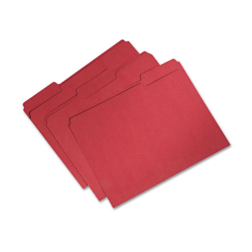 7530015664134 SKILCRAFT Recycled File Folders, 1/3-Cut 1-Ply Tabs: Assorted, Letter Size, 0.75" Expansion, Red, 100/Box