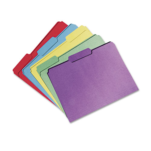 7530015664138 SKILCRAFT Recycled File Folders, 1/3-Cut 1-Ply Tabs: Assorted, Letter, 0.75" Expansion, Assorted Colors, 100/BX