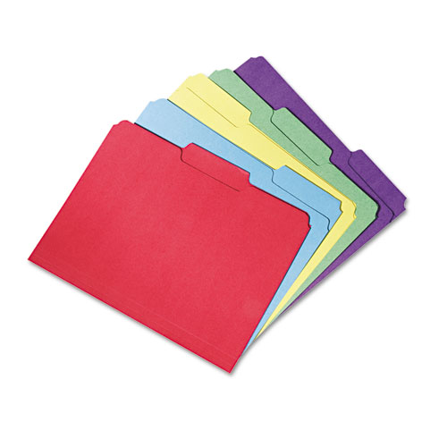 7530015664143 SKILCRAFT Recycled File Folders, 1/3-Cut 2-Ply Tabs: Assorted, Letter, 0.75" Expansion, Assorted Colors, 100/BX