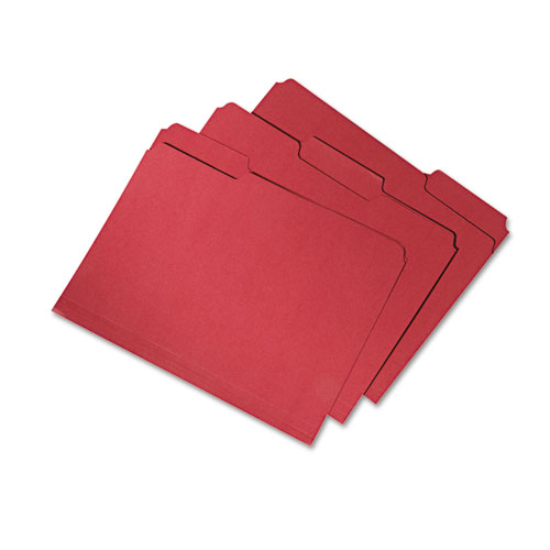 7530015664146 SKILCRAFT Recycled File Folders, 1/3-Cut 2-Ply Tabs: Assorted, Letter Size, 0.75" Expansion, Red, 100/Box