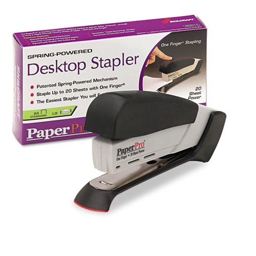 7520015668648 SKILCRAFT Desktop Stapler, 20-Sheet Capacity, Black/Gray