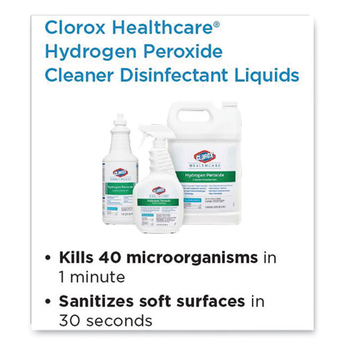 Image of Clorox Healthcare® Hydrogen-Peroxide Cleaner/Disinfectant, 32 Oz Spray Bottle, 9/Carton
