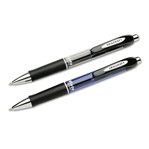 7520015745971 SKILCRAFT VISTA Secure Gel Pen, Retractable, Medium 0.7 mm, Blue Ink, Translucent Blue/Black/Blue Barrel, 3/PK