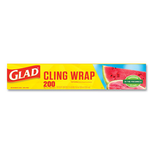 Image of ClingWrap Plastic Wrap, 200 Square Foot Roll, Clear, 12 Rolls/Carton