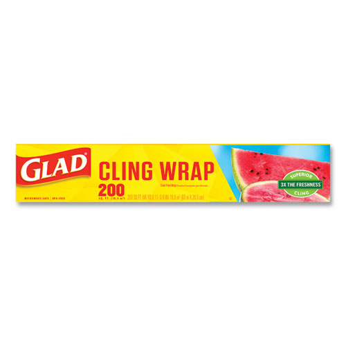 ClingWrap Plastic Wrap, 200 Square Foot Roll, Clear, 12 Rolls/Carton