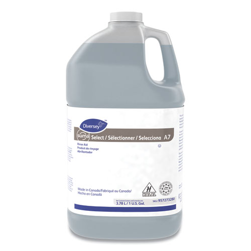 Suma Select A7 Rinse Aid, Warewashing, 1 gal Bottle, 4/Carton