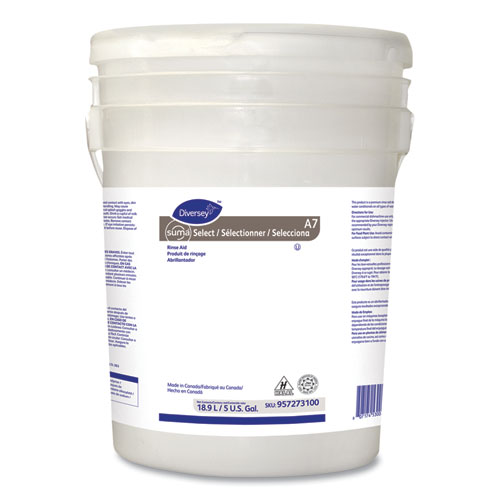 Diversey™ Suma Select A7 Rinse Aid, Warewashing, 1 gal Bottle, 4/Carton