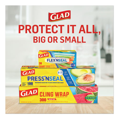 Image of Glad® Clingwrap Plastic Wrap, 200 Square Foot Roll, Clear, 12 Rolls/Carton