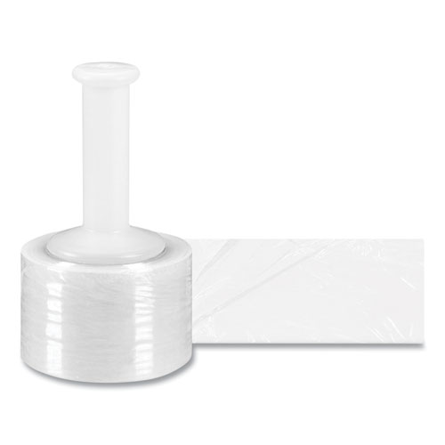 Image of Cast Banding Wrap with Hand Dispenser, 3" x 1,000 ft, 80-Gauge, Clear, 18/Carton