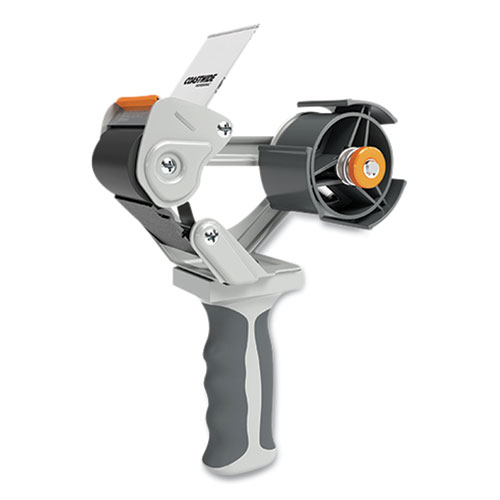 Heavy-Duty Pistol Grip Packing Tape Dispenser, 3 Core, For Rolls Up to 2 x 110 yds, Gray/Orange