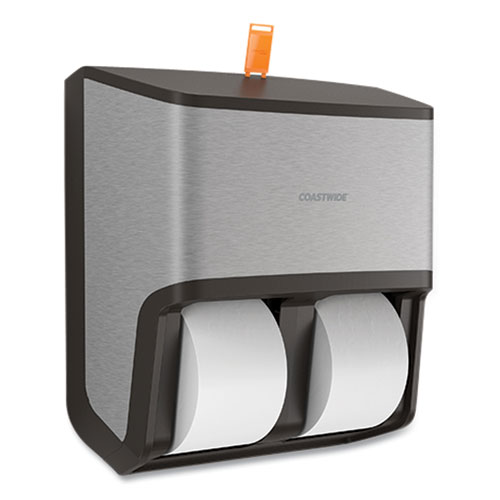 Image of Coastwide Professional™ J-Series Quad Bath Tissue Dispenser, 13.52 X 7.51 X 14.66, Black Metallic