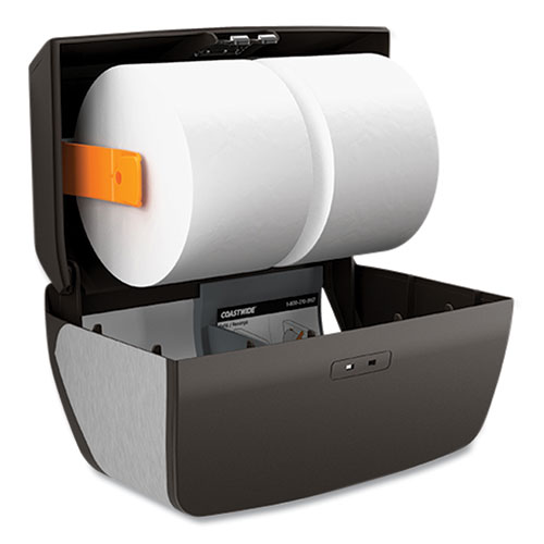 Image of Coastwide Professional™ J-Series Duo Bath Tissue Dispenser, 11.49 X 6.9 X 7.55, Black/Metallic