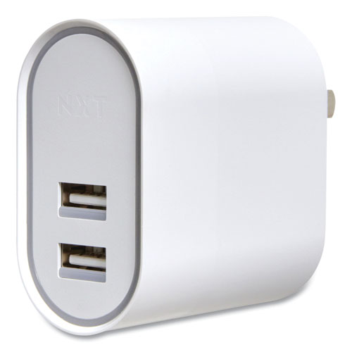 Wall Charger, Two USB-A Ports, White