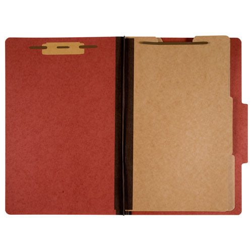7530009908884 SKILCRAFT Classification Folder, 2" Expansion, 2 Dividers, 6 Fasteners, Letter Size, Earth Red Exterior