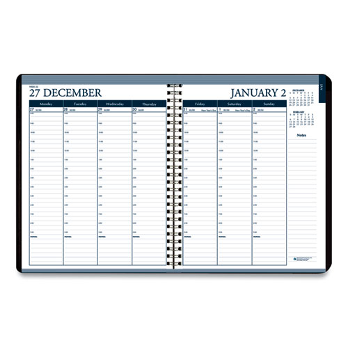 Recycled Wirebound Weekly/Monthly Planner, 11 x 8.5, Black Cover, 12-Month (Jan to Dec): 2024
