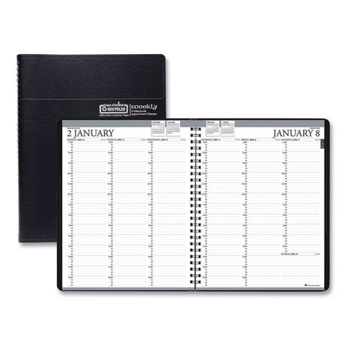 House Of Doolittle™ Recycled Professional Weekly Planner, 15-Minute Appts, 11 X 8.5, Black Wirebound Soft Cover, 12-Month (Jan To Dec): 2024