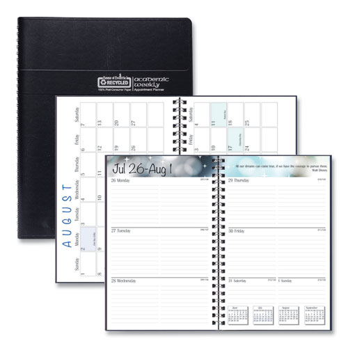 Recycled Academic Weekly/Monthly Appointment Planner, 8 x 5, Black Cover, 13-Month (Aug to Aug): 2023 to 2024