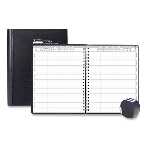 House Of Doolittle™ Executive Series Four-Person Group Practice Daily Appointment Book, 11 X 8.5, Black Hard Cover, 12-Month (Jan To Dec): 2024