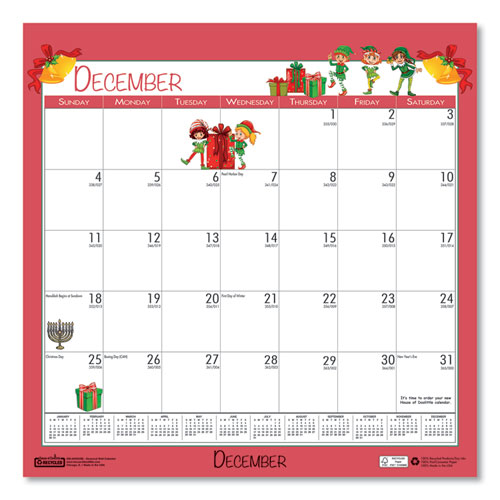 Image of Recycled Seasonal Wall Calendar, Earthscapes Illustrated Seasons Artwork, 12 x 12, 12-Month (Jan to Dec): 2023