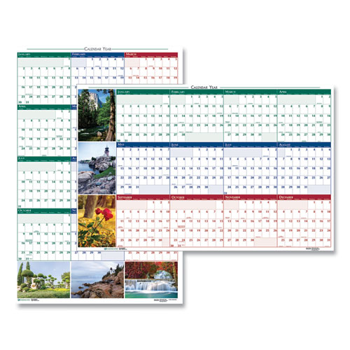 Earthscapes Recycled Reversible/Erasable Yearly Wall Calendar, Nature