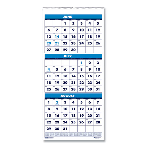 House of Doolittle™ Recycled Three-Month Format Wall Calendar, Vertical Orientation, 8 x 17, White Sheets, 14-Month (June to July): 2023 to 2024