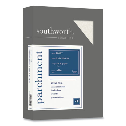 Southworth® Parchment Specialty Paper, 24 Lb Bond Weight, 8.5 X 11, Ivory, 500/Ream