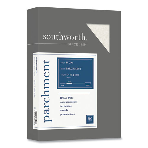 Southworth® Parchment Specialty Paper, 24 lb Bond Weight, 8.5 x 11, Ivory, 500/Ream