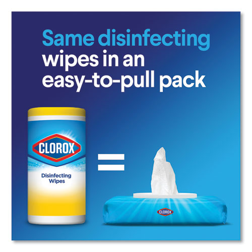 Image of Clorox® Disinfecting Wipes, Easy Pull Pack, 1-Ply, 8 X 7, Fresh Scent, White, 75 Towels/Box, 6 Boxes/Carton