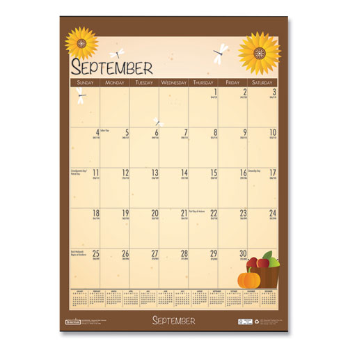 Image of Recycled Seasonal Wall Calendar, Earthscapes Illustrated Seasons Artwork, 12 x 16.5, 12-Month (Jan to Dec): 2023