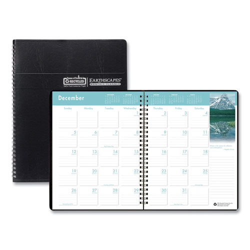 Earthscapes Recycled Ruled Monthly Planner, Landscapes Color Photos, 11 x 8.5, Black Cover, 14-Month (Dec-Jan): 2023-2025