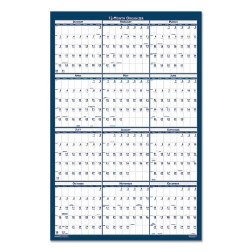 Image of House Of Doolittle™ Recycled Yearly Reversible Wall Calendar Non-Laminated, 24 X 37, White/Blue Sheets, 12-Month (Jan To Dec): 2024