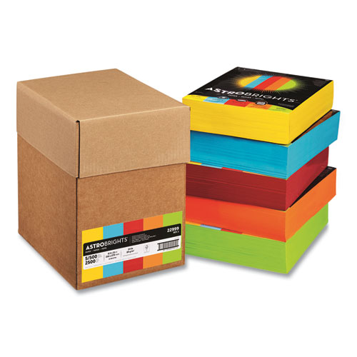 Astrobrights® Color Paper - Five-Color Mixed Carton, 24 lb, 8.5 x 11, Assorted, 500 Sheets/Ream, 5 Reams/Carton