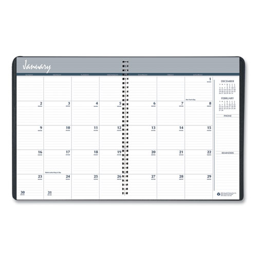 Image of House Of Doolittle™ Monthly Hard Cover Planner, 11 X 8.5, Black Cover, 24-Month (Jan To Dec): 2024 To 2025