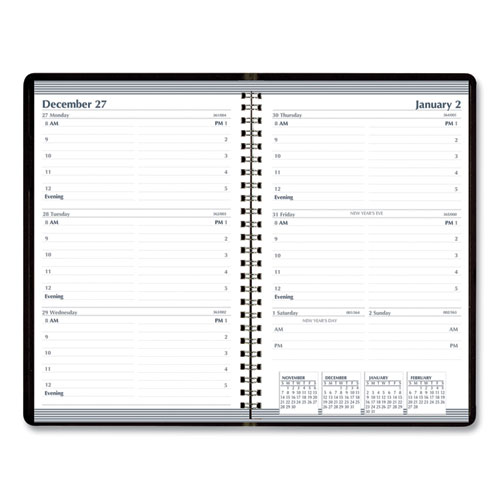 Recycled Weekly Appointment Book, 8 x 5, Black Cover, 12-Month (Jan to Dec): 2024