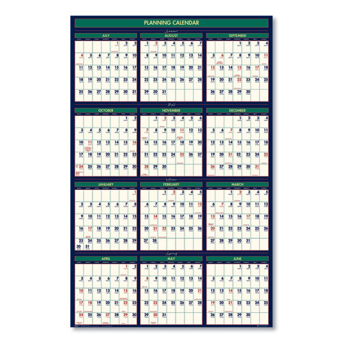 Four Seasons Business/Academic Recycled Wall Calendar, 24 x 37, 12-Month (July-June): 2024-2025, 12-Month (Jan to Dec): 2025
