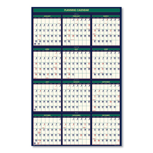 Image of House Of Doolittle™ Four Seasons Business/Academic Recycled Wall Calendar, 24 X 37, 12-Month (July-June): 2023-2024, 12-Month (Jan To Dec): 2024
