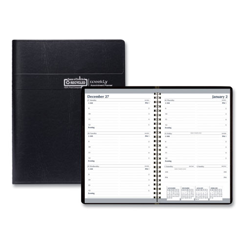 House of Doolittle™ Recycled Weekly Appointment Book, 30-Minute Appointments, 8 x 5, Black, 2022