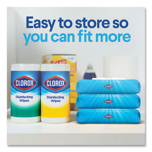 Image of Clorox® Disinfecting Wipes, Easy Pull Pack, 1-Ply, 8 X 7, Fresh Scent, White, 75 Towels/Box